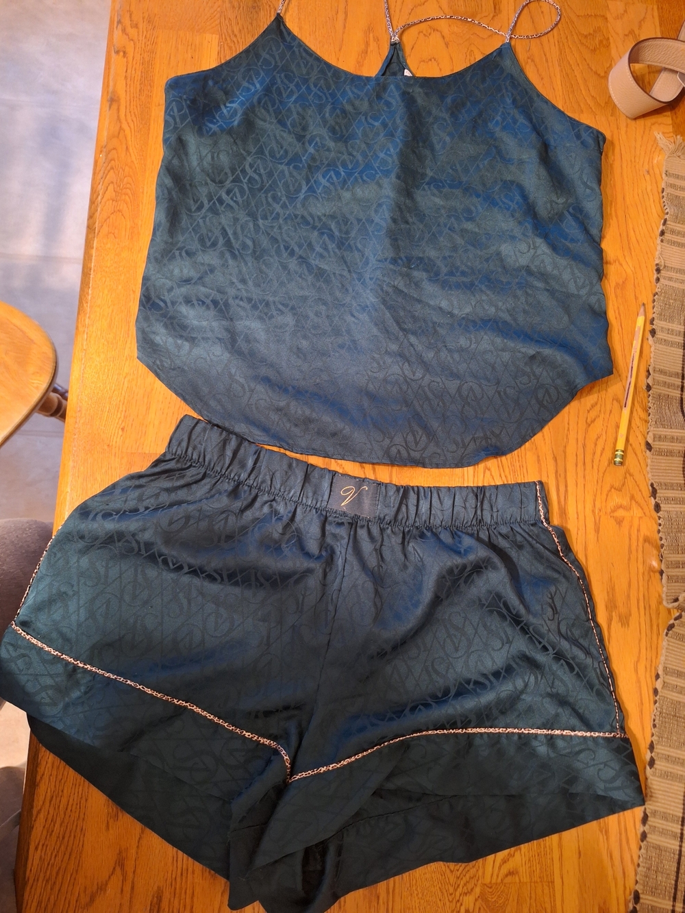 Victoria's Secret Satin Pajama Set in Deep Teal